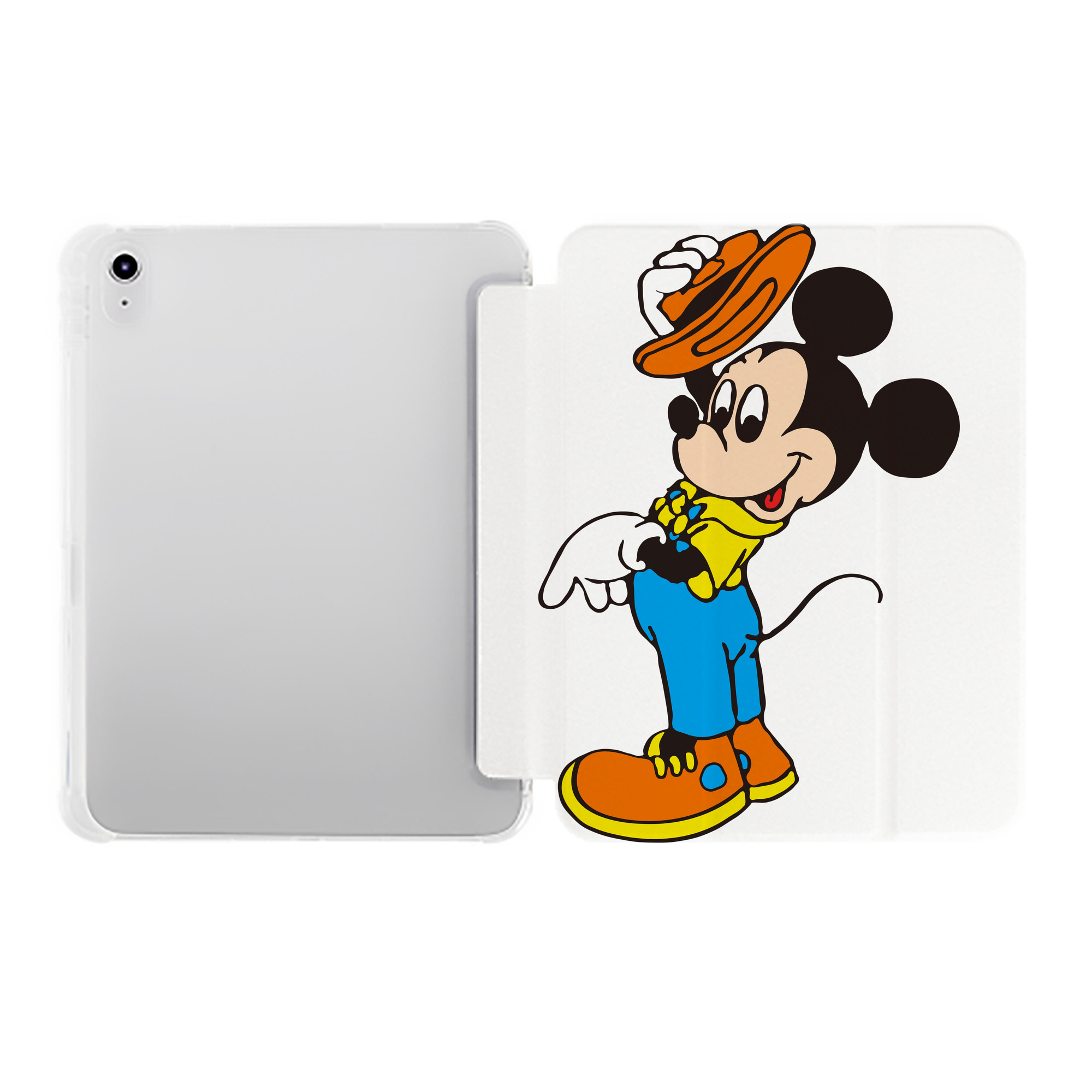 （画像用） ミッキーマウス Mickey Mouse IPad ケース ペン収納付き 三つ折りスタンド PUレザー×シリコン 対応機種9.5/10.5/10.9インチ